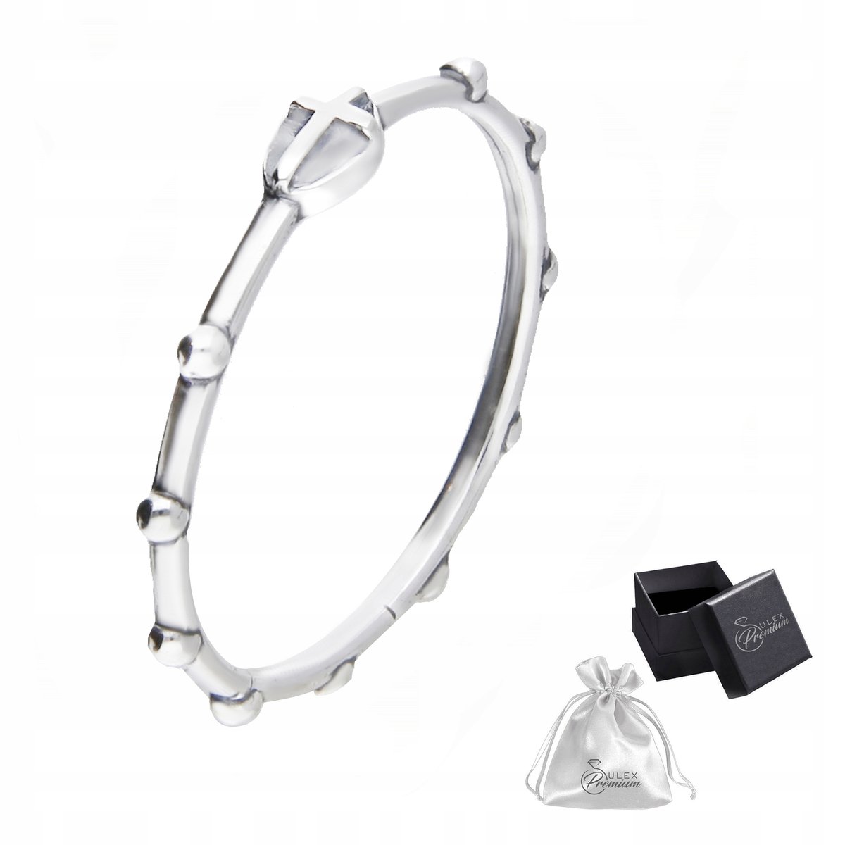 Obrączka srebro pr. 925 Pierścionek Srebrny Różaniec na Palec r. 19