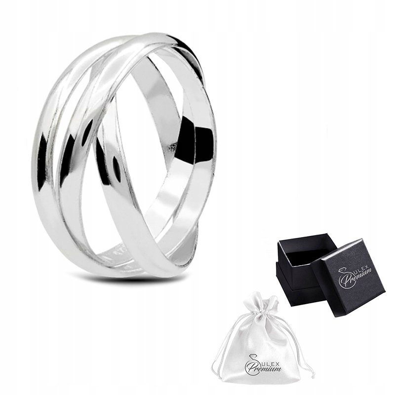 Pierścionek srebrny pr. 925 Elegancka OBRĄCZKA TRZY w JEDNEJ r. 13