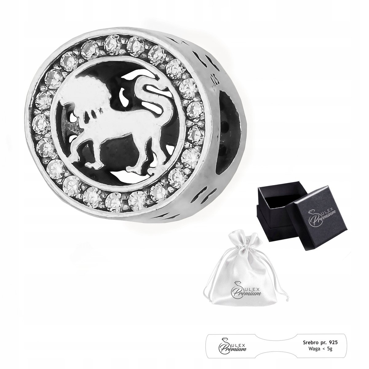 Charms srebro pr 925 Element do Bransolet Modułowych Znak Zodiaku Lew