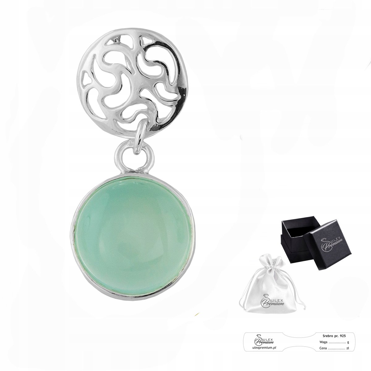Zawieszka Srebro pr 925 Elegancki Wisiorek z Naturalnym Kamieniem Agat Aqua