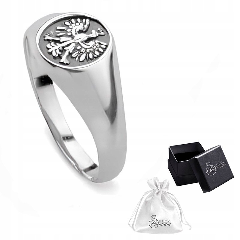 Sygnet Patriotyczny srebro pr. 925 Pierścień ORZEŁ w Koronie r. 19