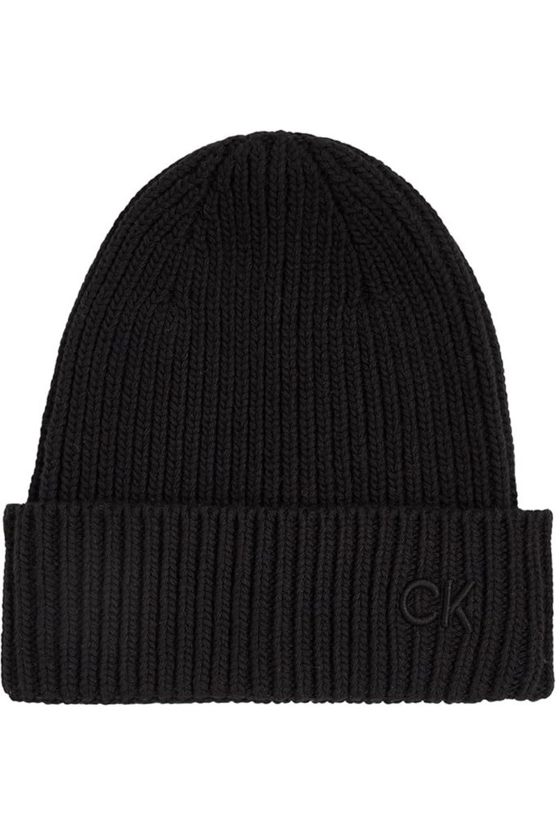 Czapka damska Calvin Klein Embroidery Cotton Rib zimowa beanie