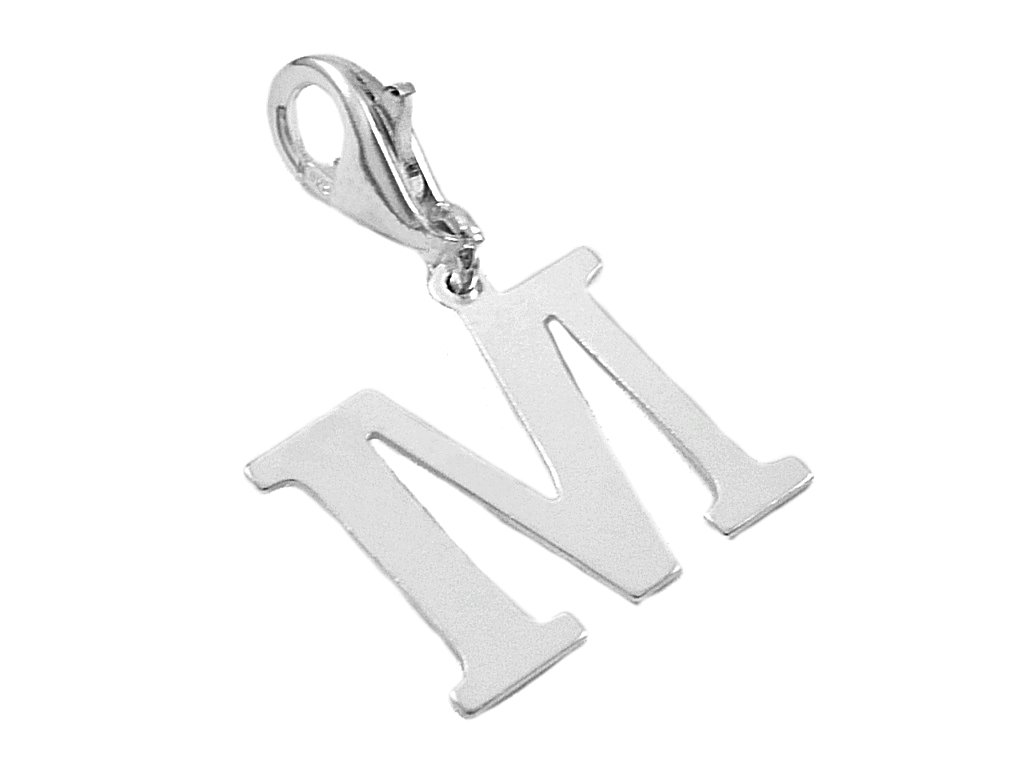 Srebrny charms zawieszka do bransoletki litera literka M