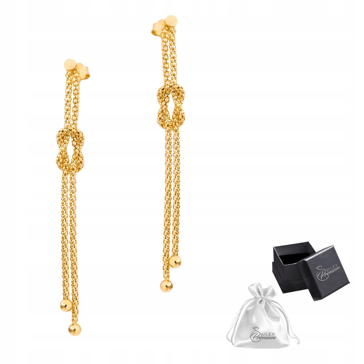 Kolczyki srebrne pr. 925 Eleganckie Złote Kolczyki Węzełki Sztyft dla Niej