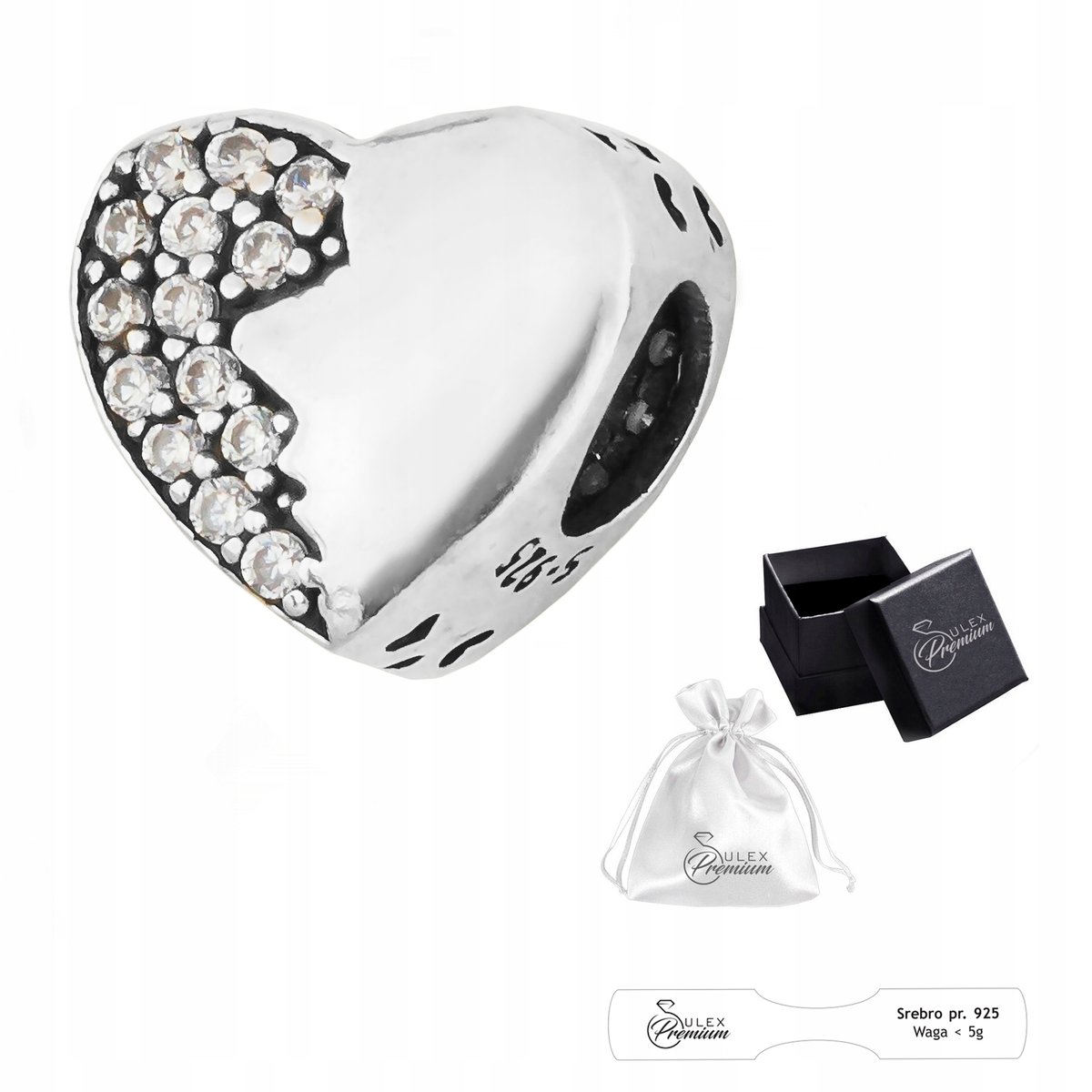 Charms srebro pr 925 Zawieszka do Bransolet Modułowych Serduszko na Prezent