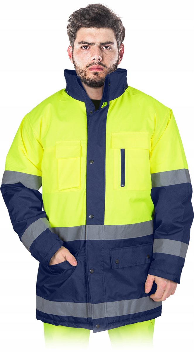 Kurtka robocza ocieplana odblaskowa BLUE YELLOW L - Wyprzedaż