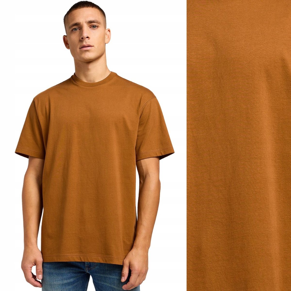 Lee PLAIN LOOSE TEE BARDZO LUŹNY BRĄZOWY BAWEŁNIANY T-SHIRT KOSZULKA L