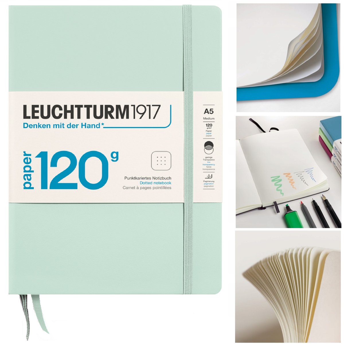 LEUCHTTURM1917 Notatnik Notes A5 Kropka 120 g bullet w kropki MINT GREEN
