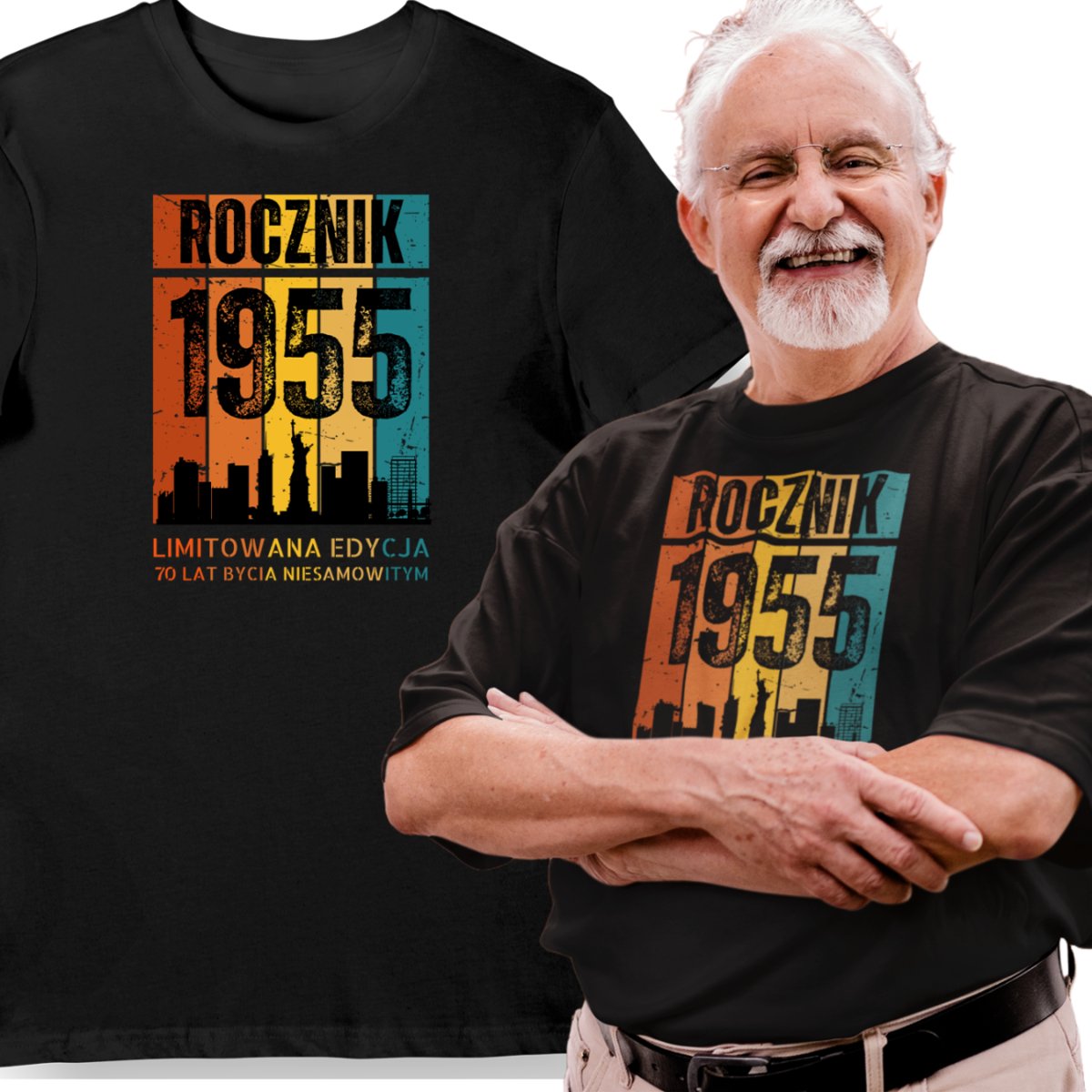 Koszulka na 70 urodziny Rocznik 1955 limitowana edycja czarna S