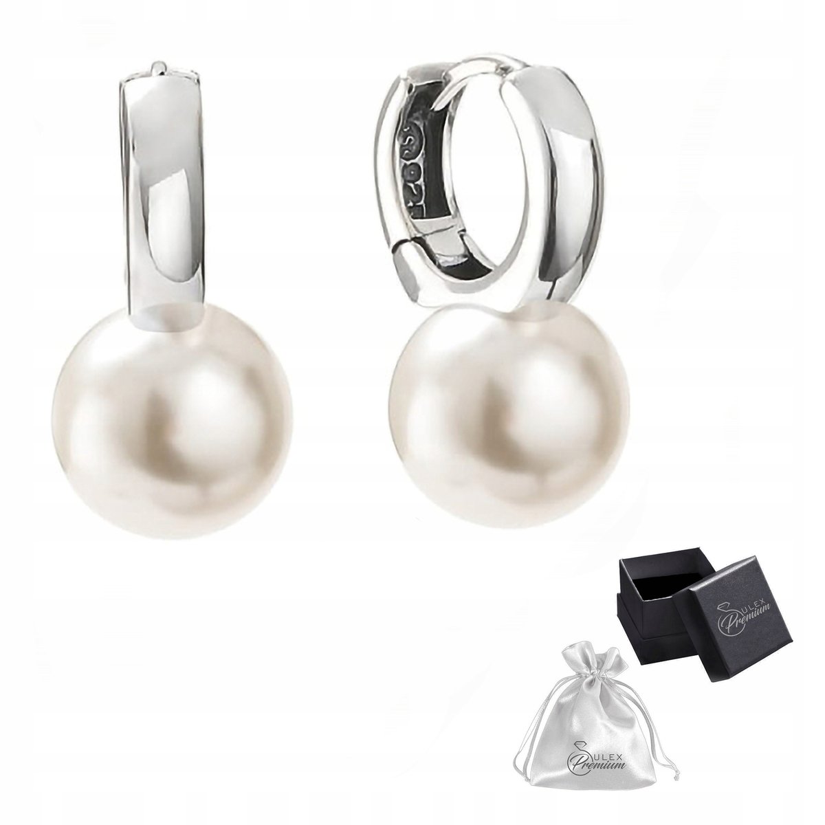 Kolczyki srebrne z Perłą pr. 925 Eleganckie Kolczyki z Białą PERŁĄ dla Niej