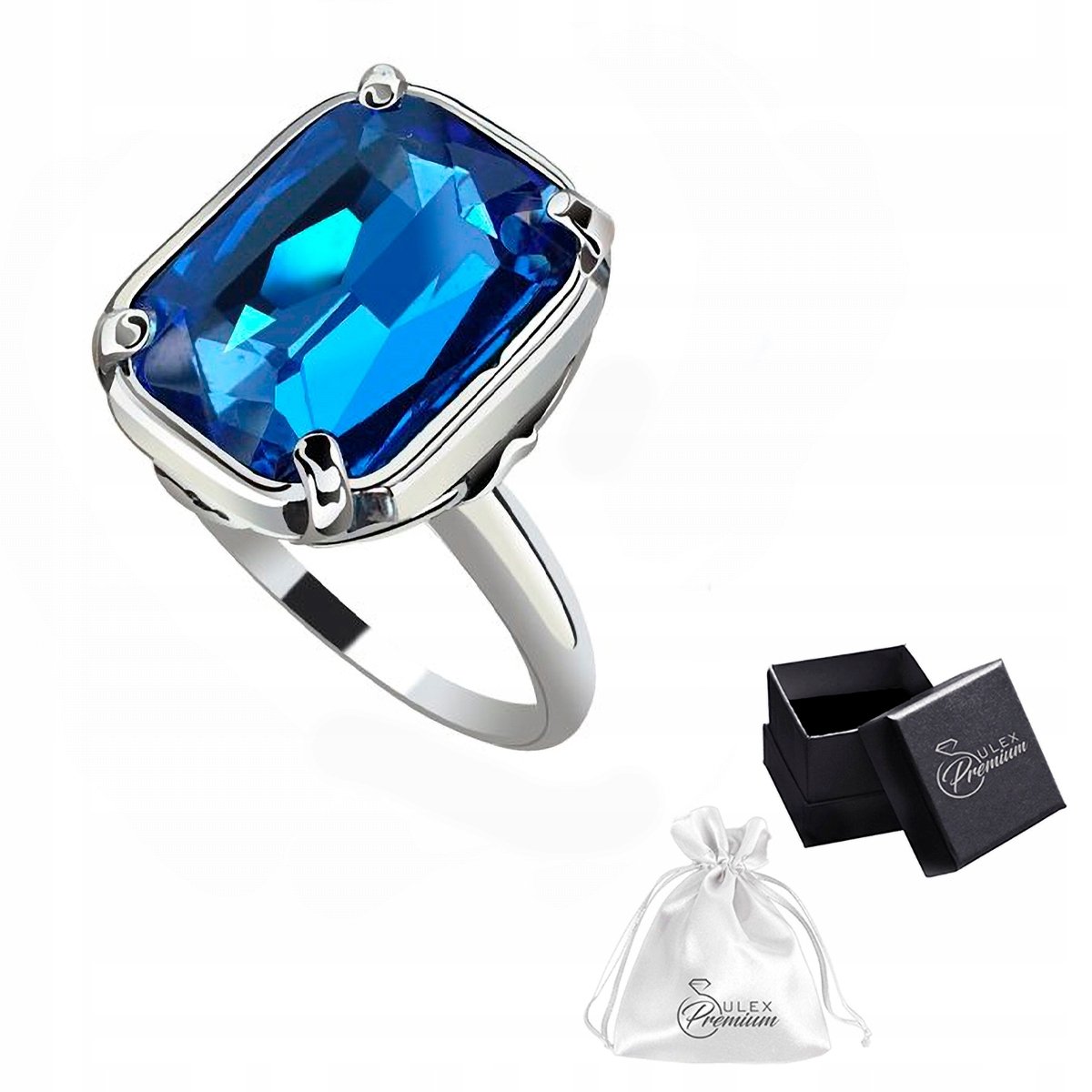 Pierścionek srebrny pr.925 Elegancki Pierścionek Kryształ Szafir r. 23