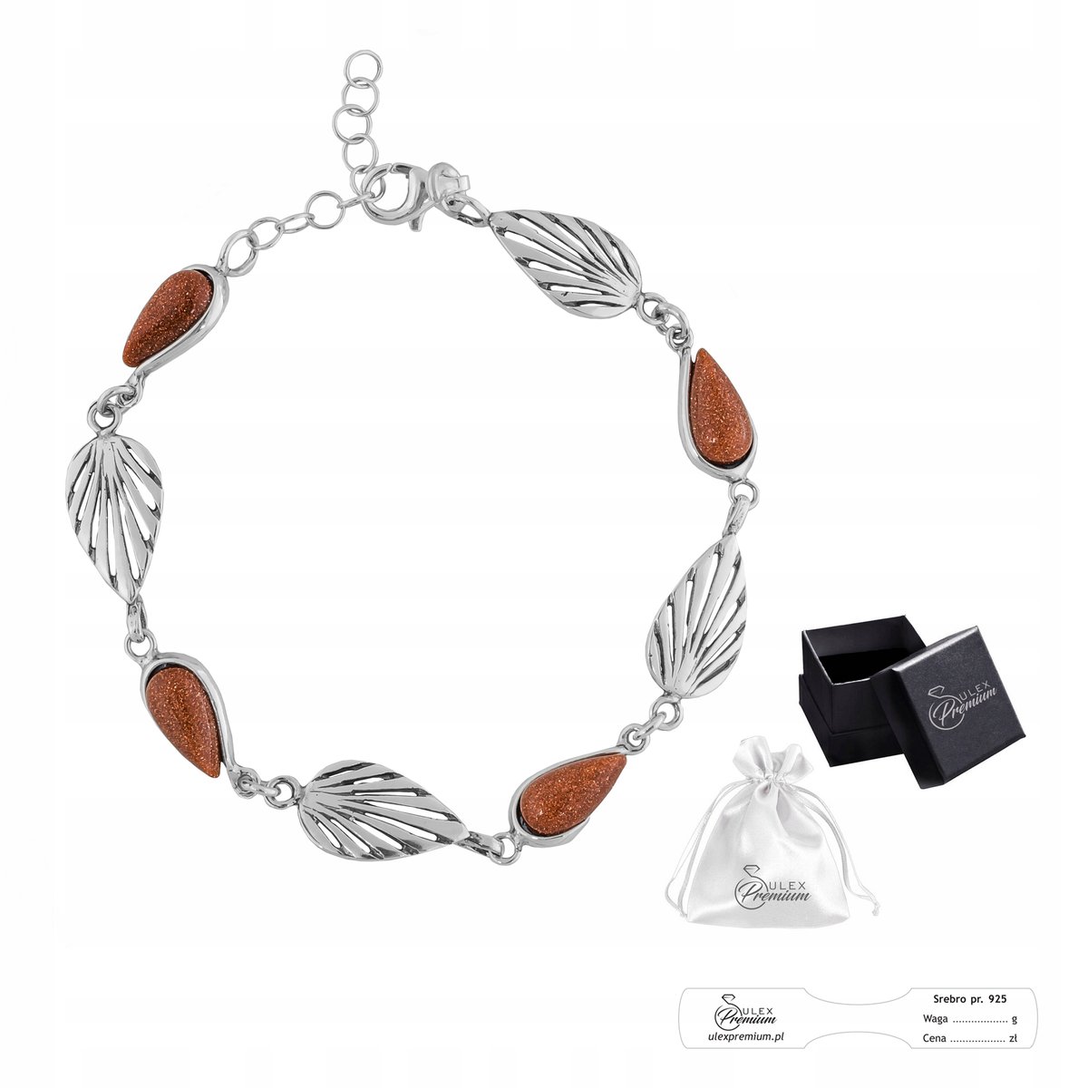 Bransoletka srebro pr. 925 Elegancka Damska Bransoletka z Piaskiem Pustyni