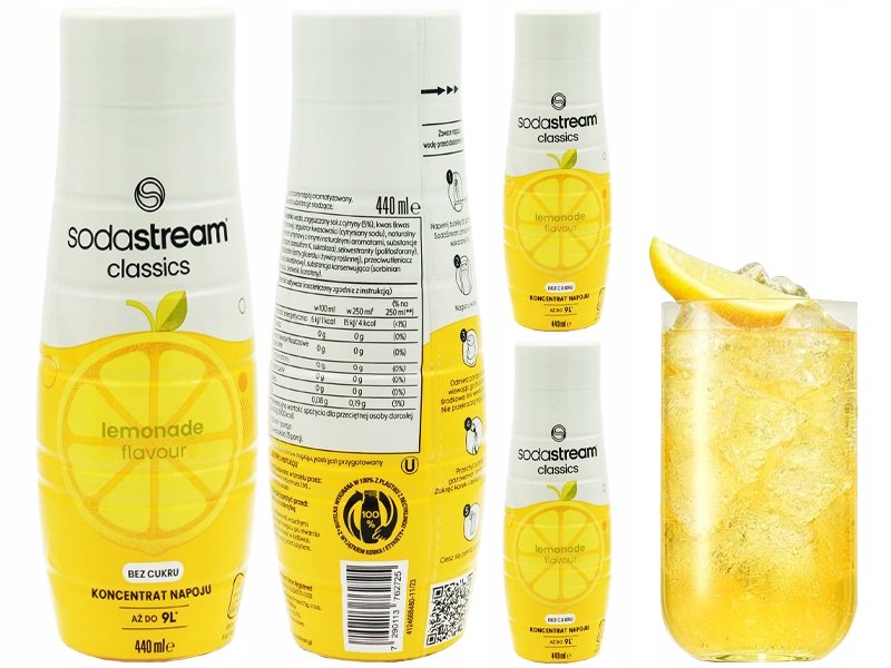 3x SYROP KONCENTRAT SODASTREAM LEMONIADA ZERO CUKRU 9L NAPOJU Z 440ML