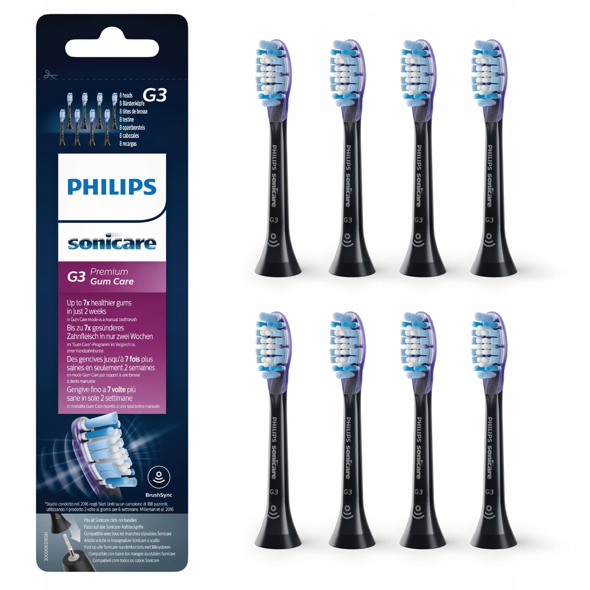 8x Końcówki Główki Końcówka Główka Philips Sonicare HX9058 Gum Care G3