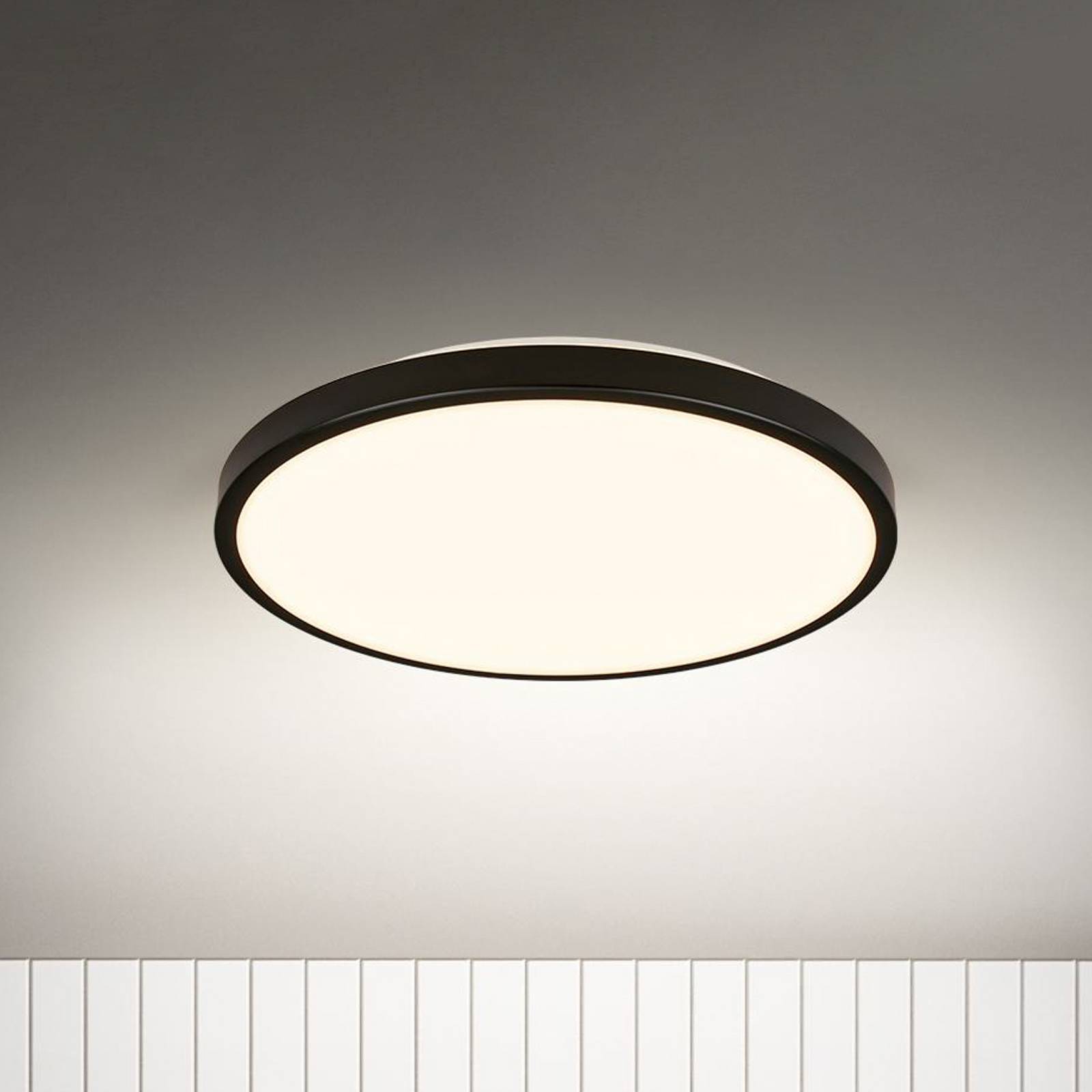 Briloner Lampa sufitowa LED Chet, biały, tworzywo sztuczne, 29 cm, czujnik, IP54 Chet, czarny, przedpokój, tworzywo sztuczne, nowoczesny
