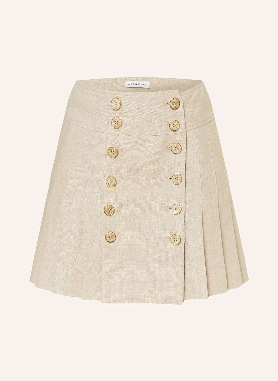 Mrs & Hugs Plisowana Spódnica Z Lnu beige