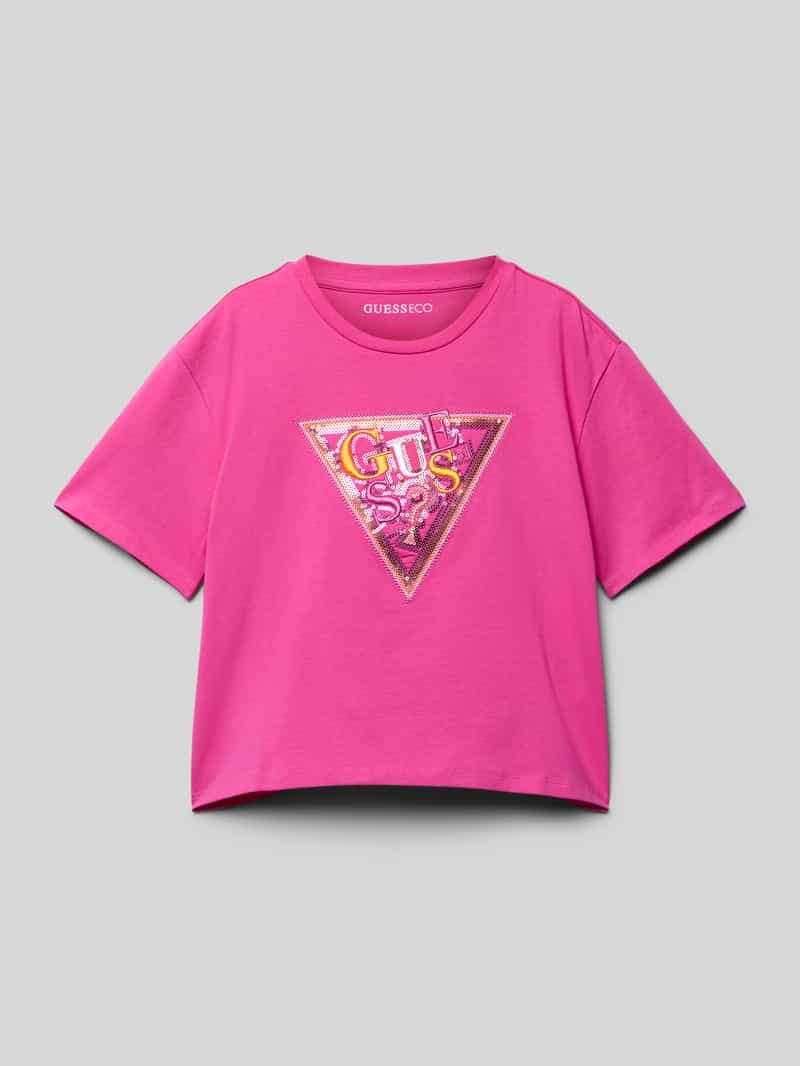 T-shirt z prążkowanym okrągłym dekoltem