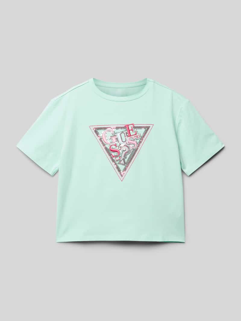 T-shirt z prążkowanym okrągłym dekoltem