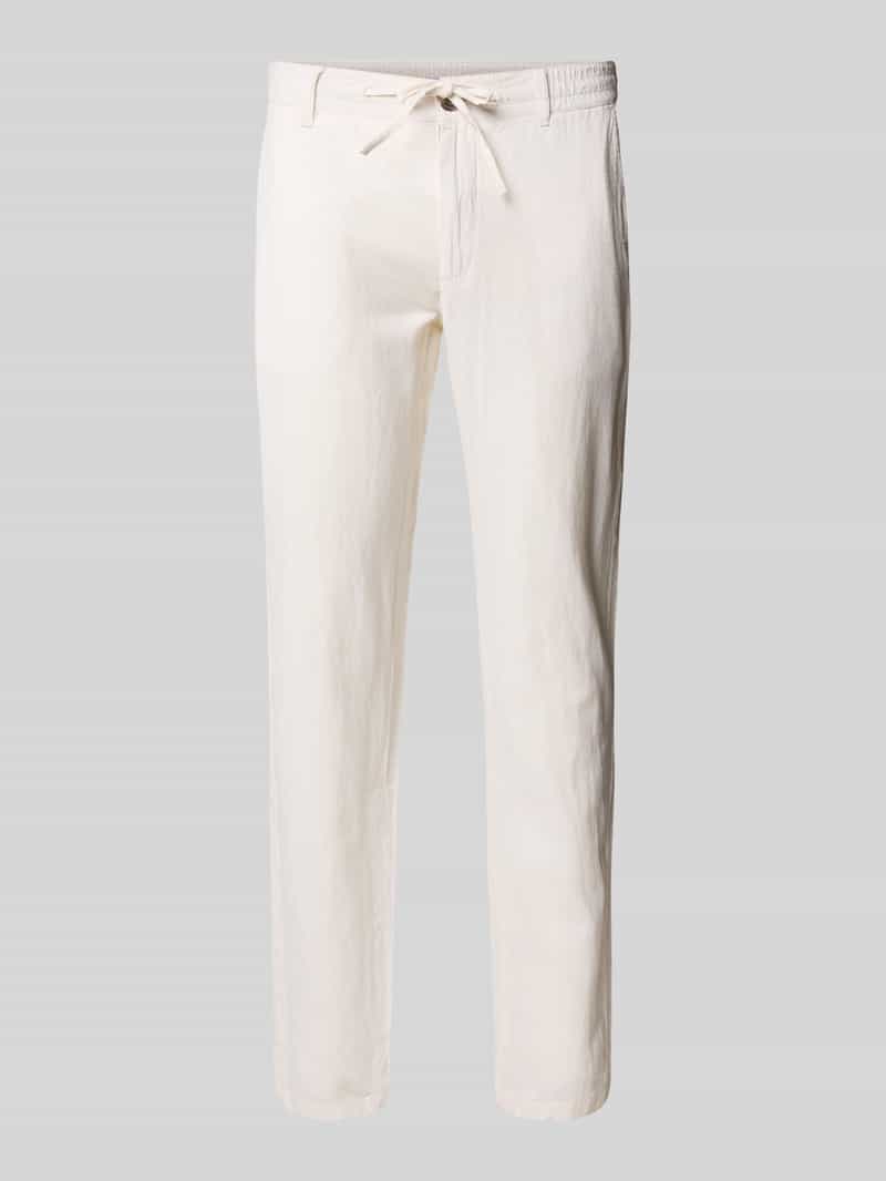 Spodnie lniane o kroju tapered fit z elastycznym pasem