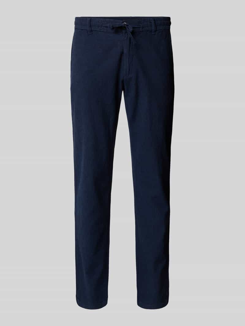 Spodnie lniane o kroju tapered fit z elastycznym pasem