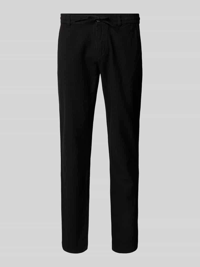 Spodnie lniane o kroju tapered fit z elastycznym pasem
