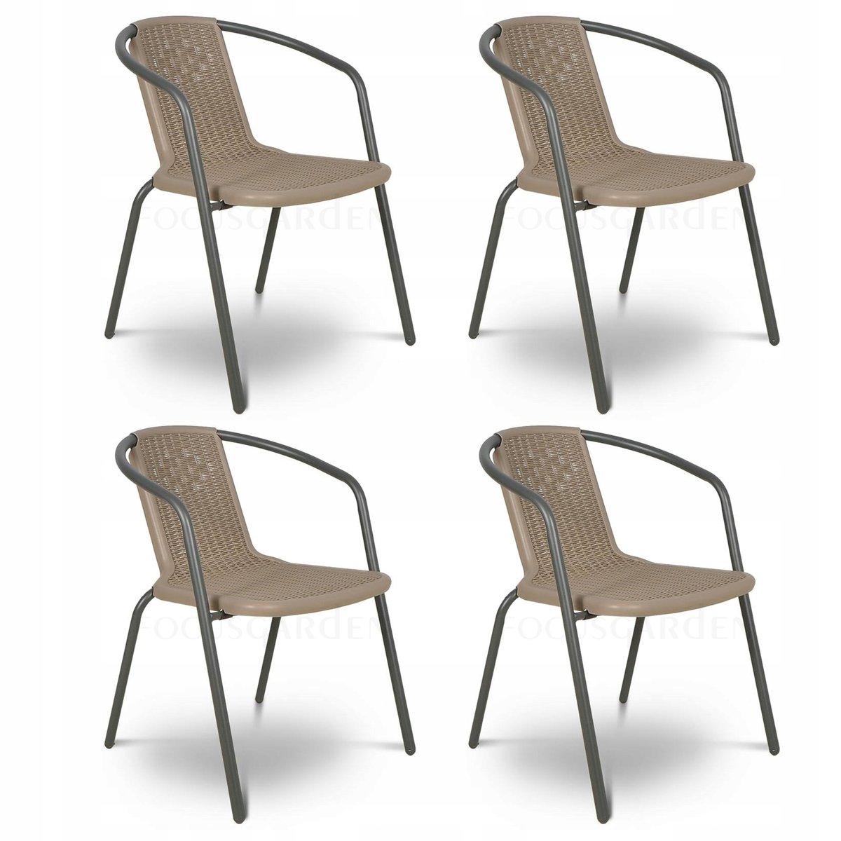 Zestaw KRZESEŁ Krzesło Ogrodowe SIMPLE Cappucino na Taras metal Komplet x4