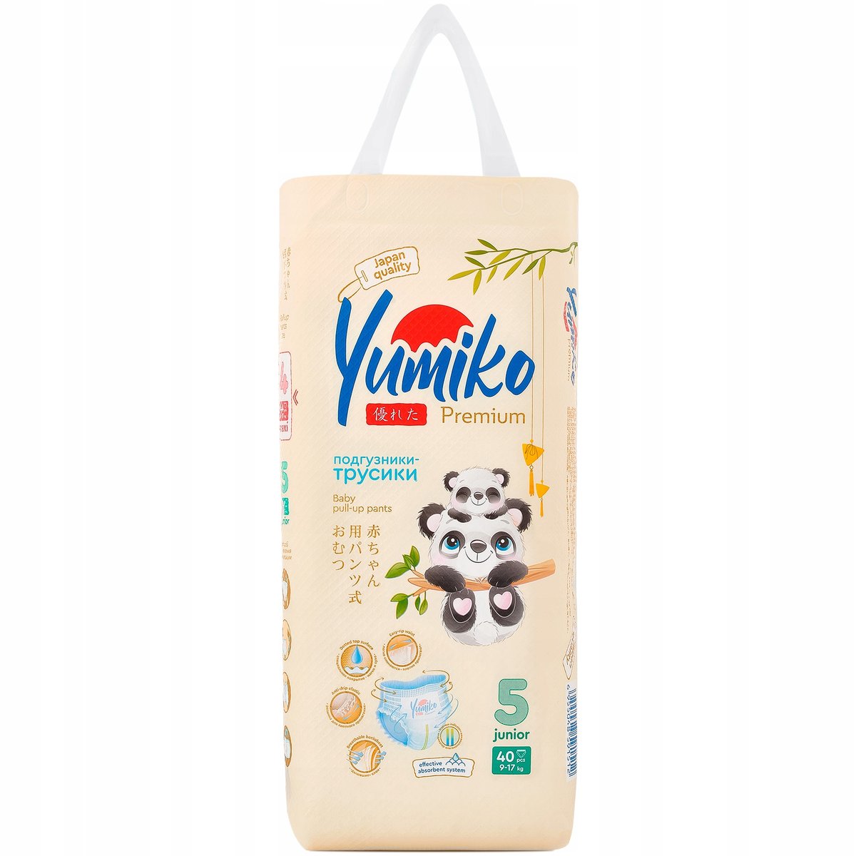 PIELUCHOMAJTKI ROZMIAR 5 9-17kg Yumiko Premium Care Pants 40szt
