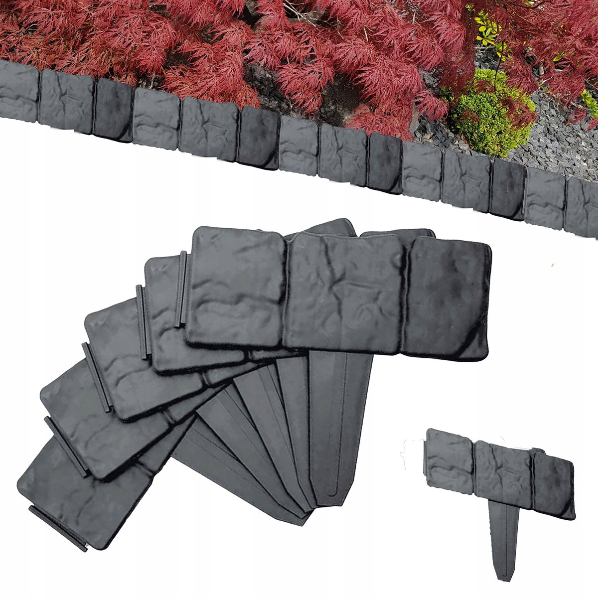Palisada Ogrodowa Szerokie Obrzeże Ogrodowe Trawnikowe Kamień 25X23Cm 10Szt