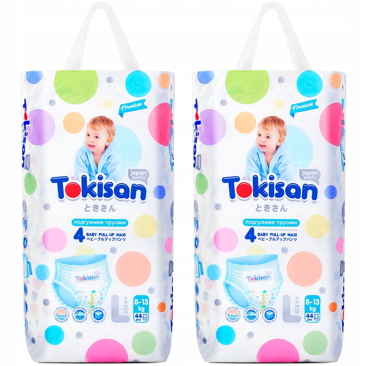 PIELUCHOMAJTKI ROZMIAR 4 8-13 kg Tokisan Premium MAXI Pants 88 szt
