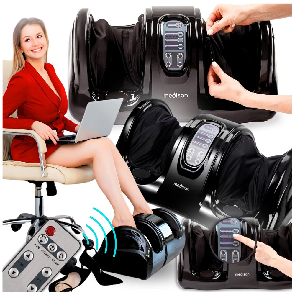 Masażer do stóp domowe spa salon akupresura drenaż shiatsu roler 7w1+ pilot