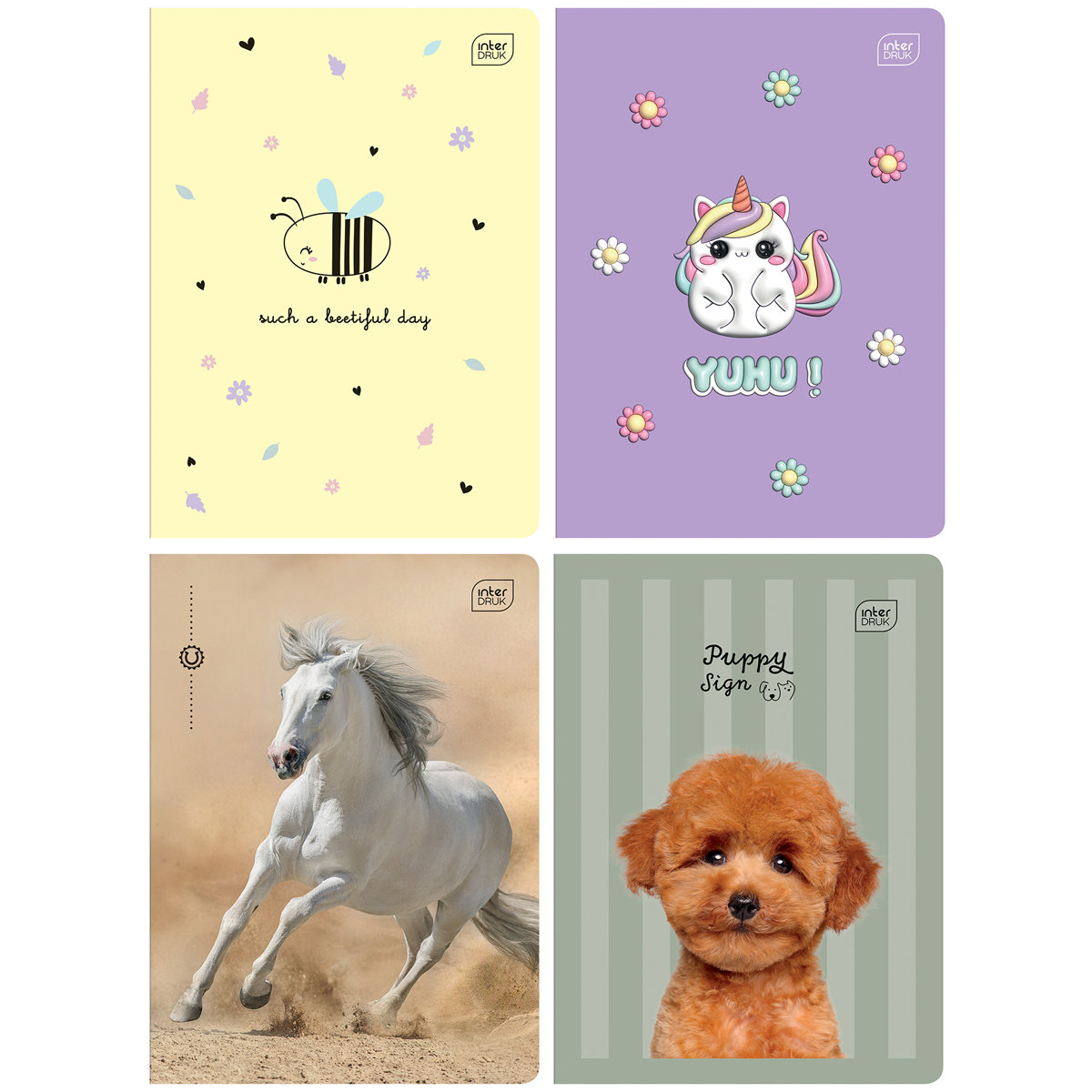 4X Zeszyt A5 Dla Dziewczynki, 16 Kartek, Kratka, Ściągi, Interdruk