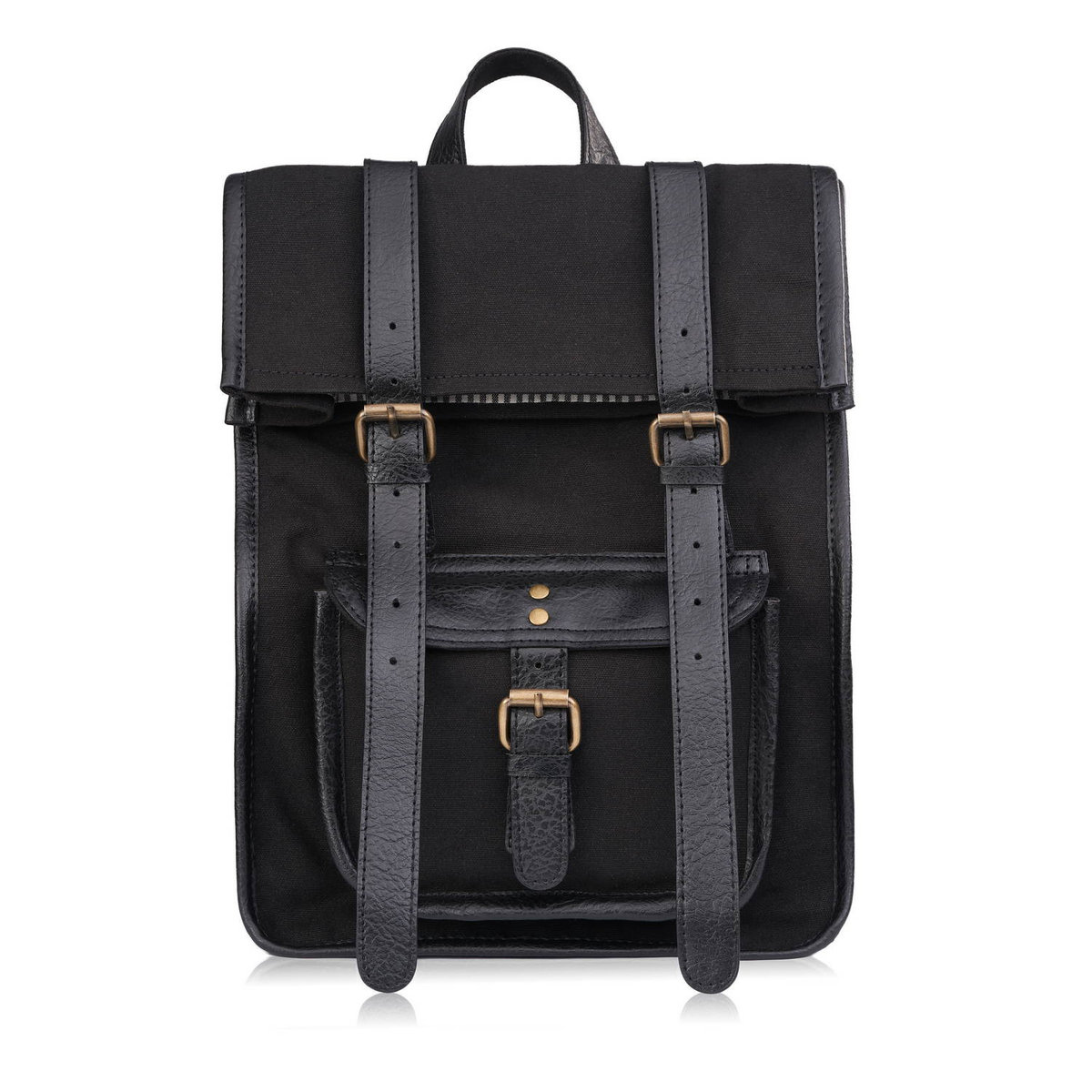 PLECACZEK DAMSKI RETRO VINTAGE MIEJSKI BAWEŁNIANY CANVAS SKÓRA SYNTETYCZNA PAOLO PERUZZI E-33-BL