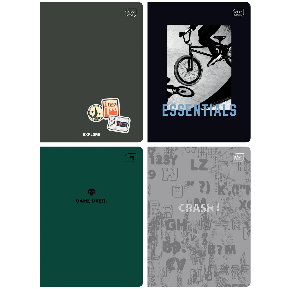 4X Zeszyt A5, 60 Kartek, Kratka Z Marginesem, Interdruk Trends Dla Chłopca