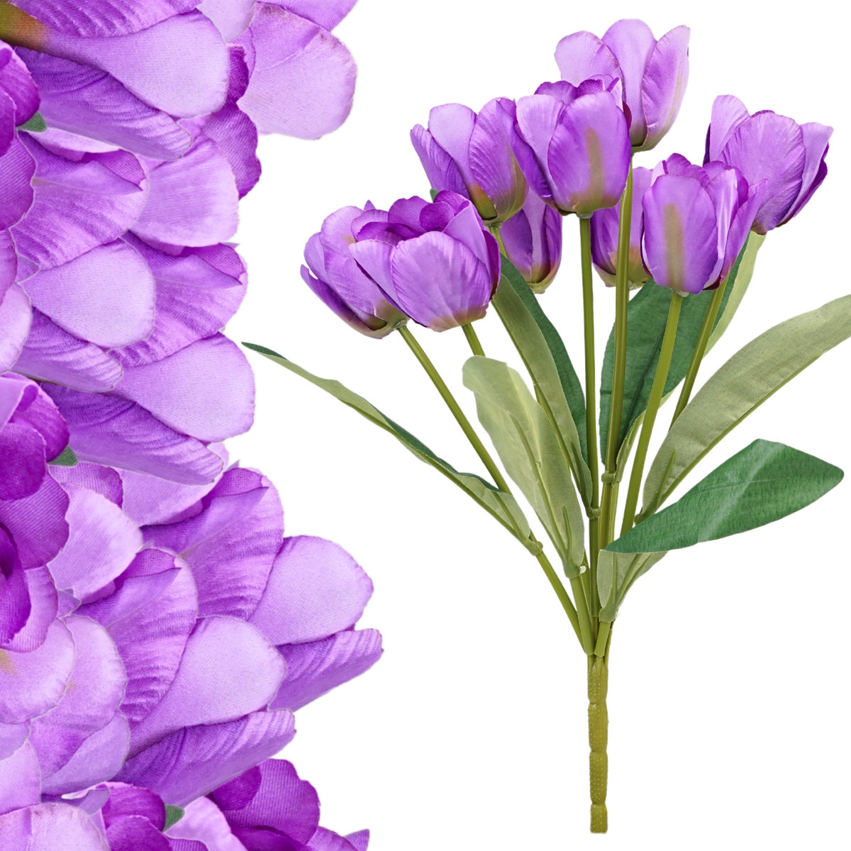 Sztuczne Kwiaty Tulipany Strzępiaste 43 Cm Duży Bukiet Liście Stroik