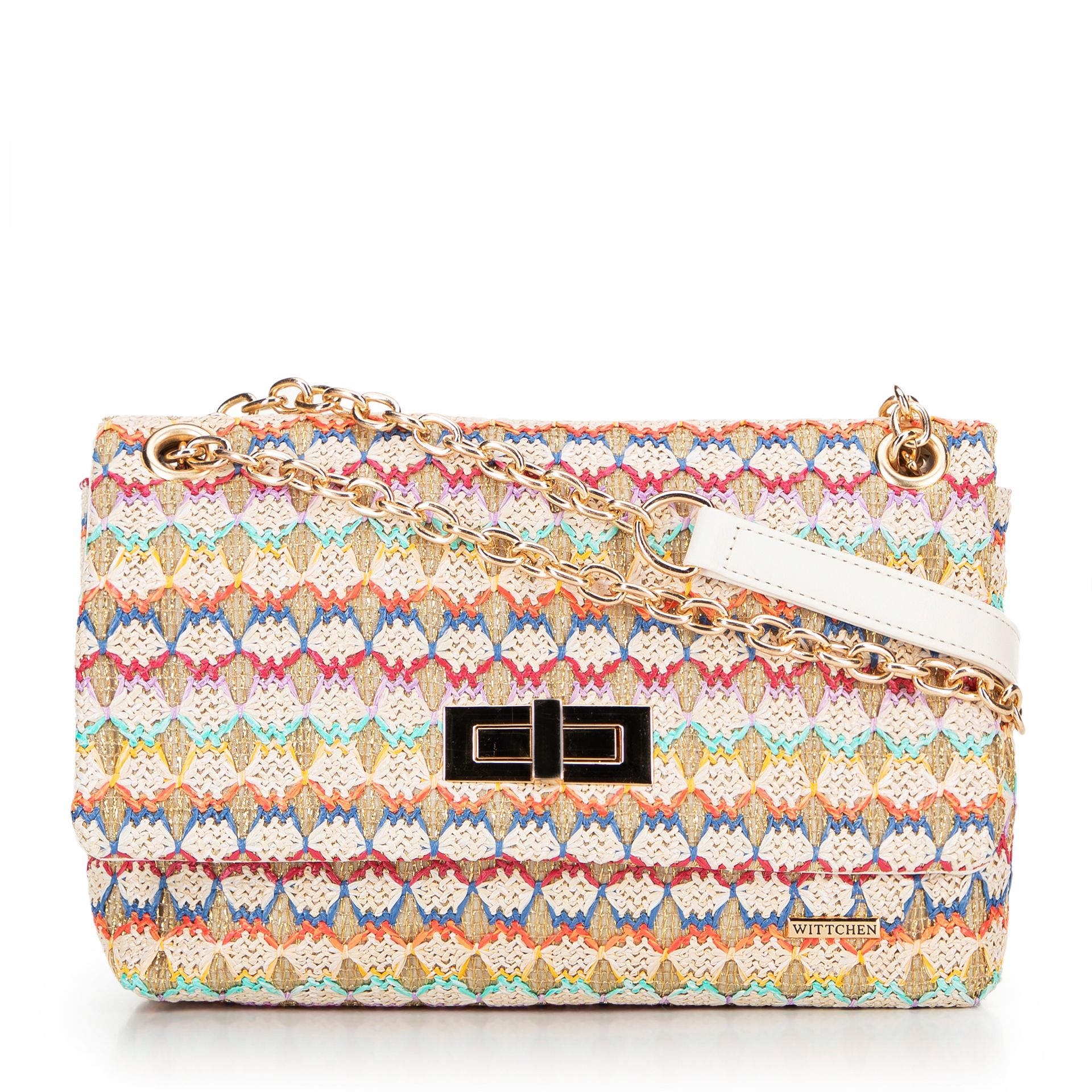 Damska crossbody z plecionki na łańcuszku multikolor