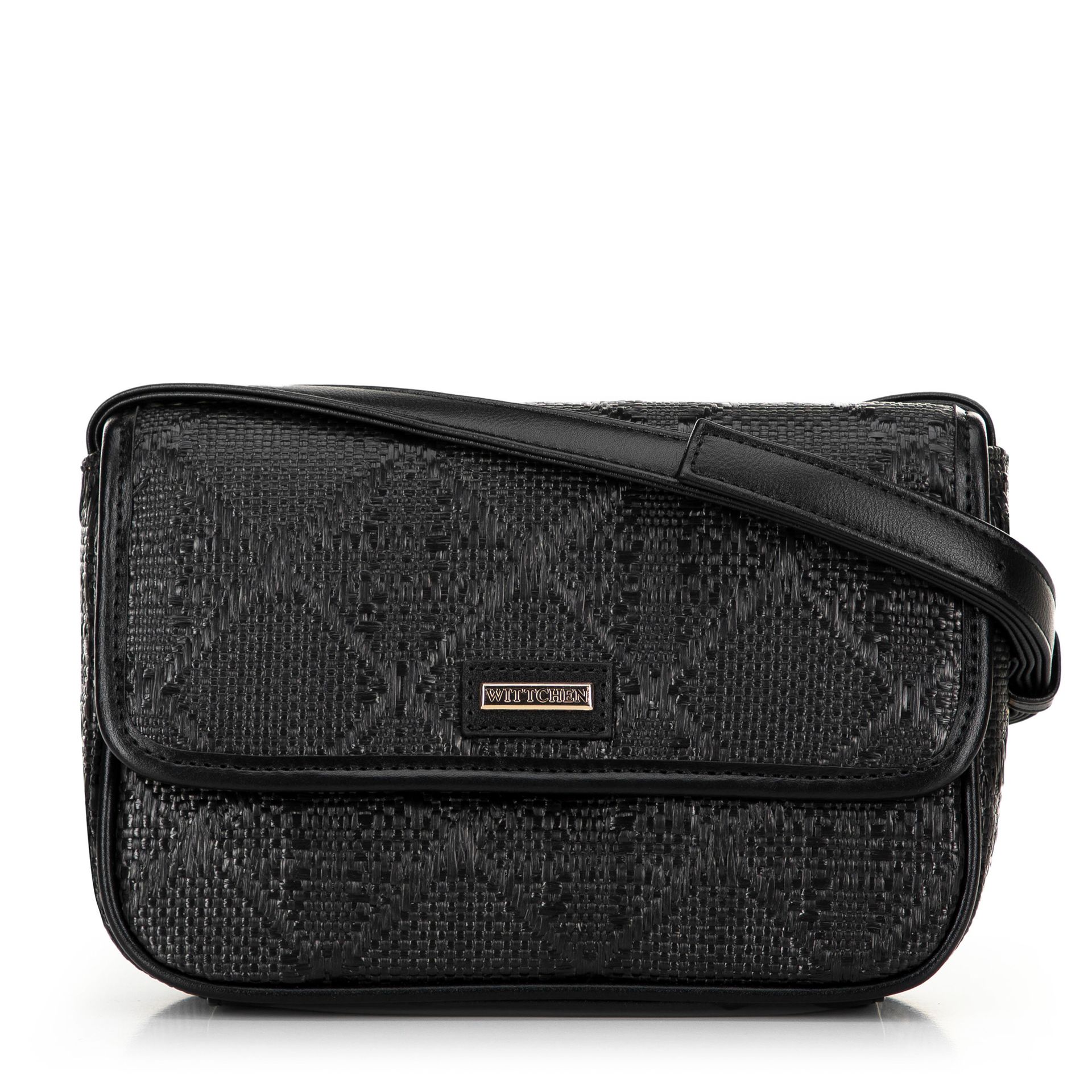 Pleciona crossbody z klapą mała czarna