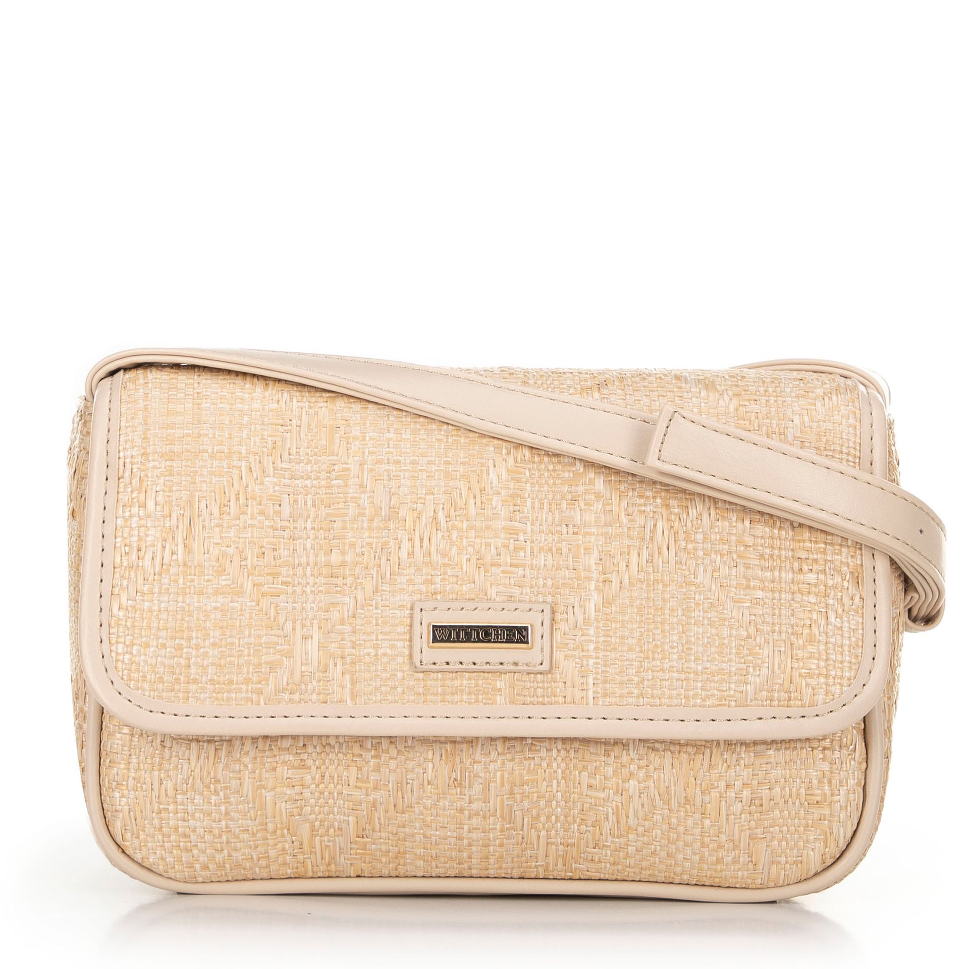 Pleciona crossbody z klapą mała beżowa