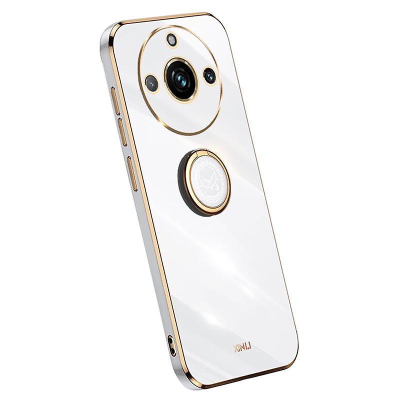 Etui na telefon XINLI do Realme 11 Pro 5G / 11 Pro + 5G Galwanizowana tylna pokrywa TPU z podpórką pierścieniową Biały Style C Realme 11 Pro+ 5G