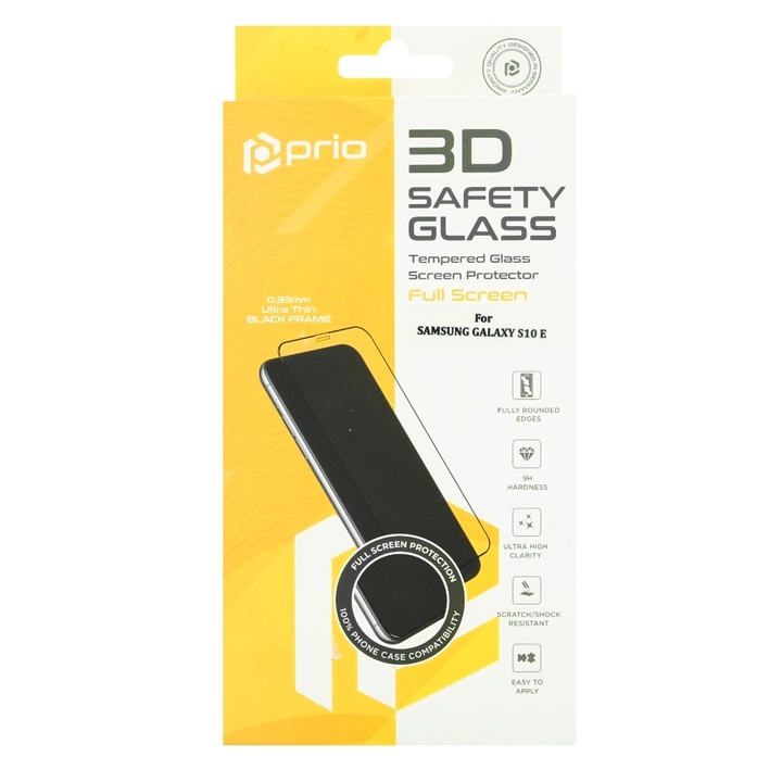 Prio Hartowane szkło ochronne na Samsunga Galaxy S10E, Full Cover 3D, czarne