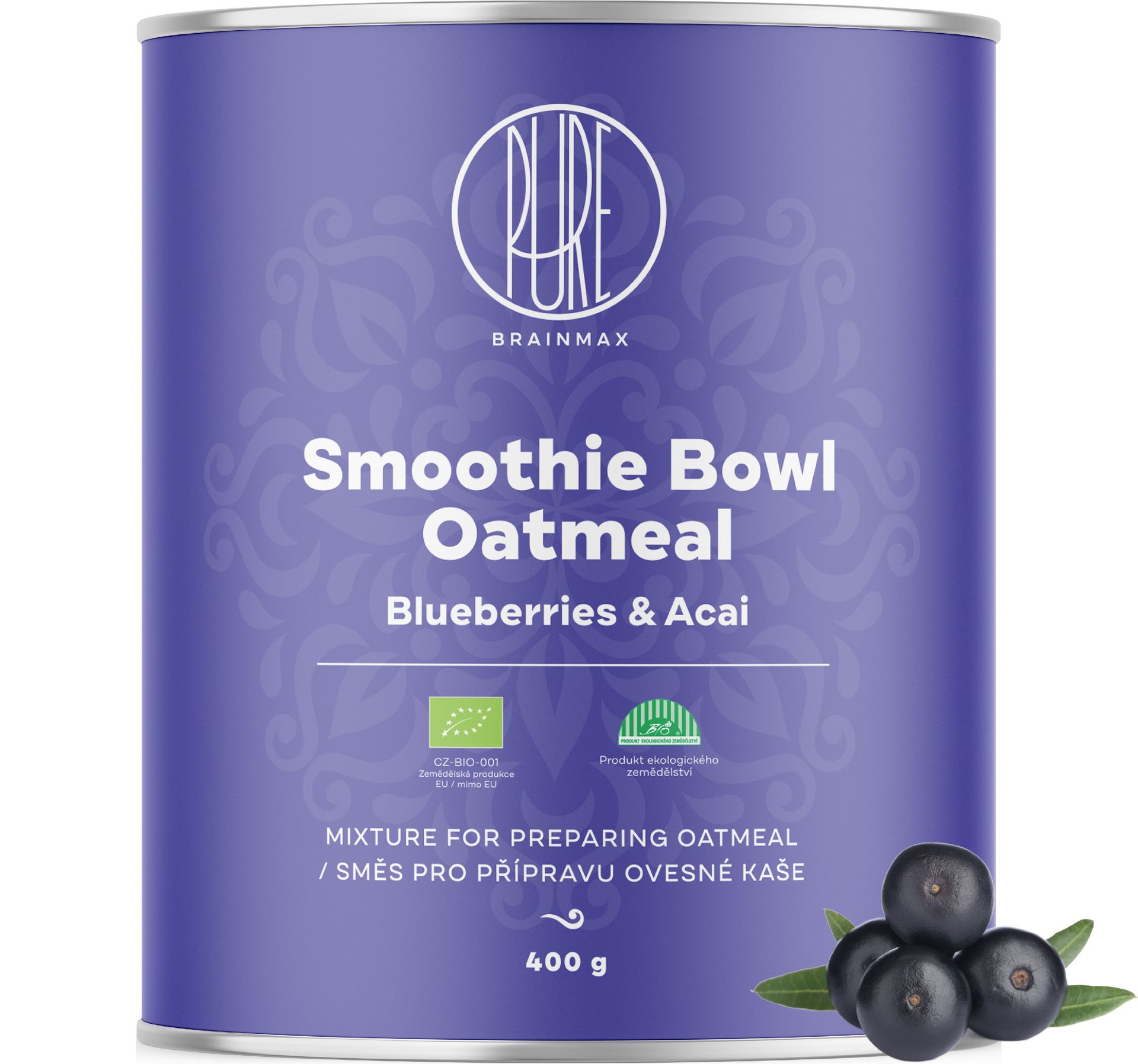 BrainMax Pure Smoothie bowl owsianka, acai i borówki, ORGANIC, 400 g
