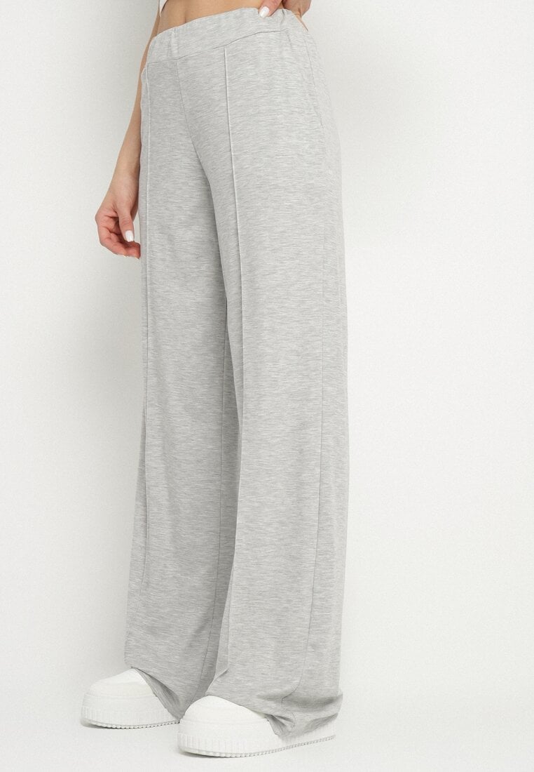 Jasnoszare Szerokie Spodnie z Wiskozą w Kant Silhiris