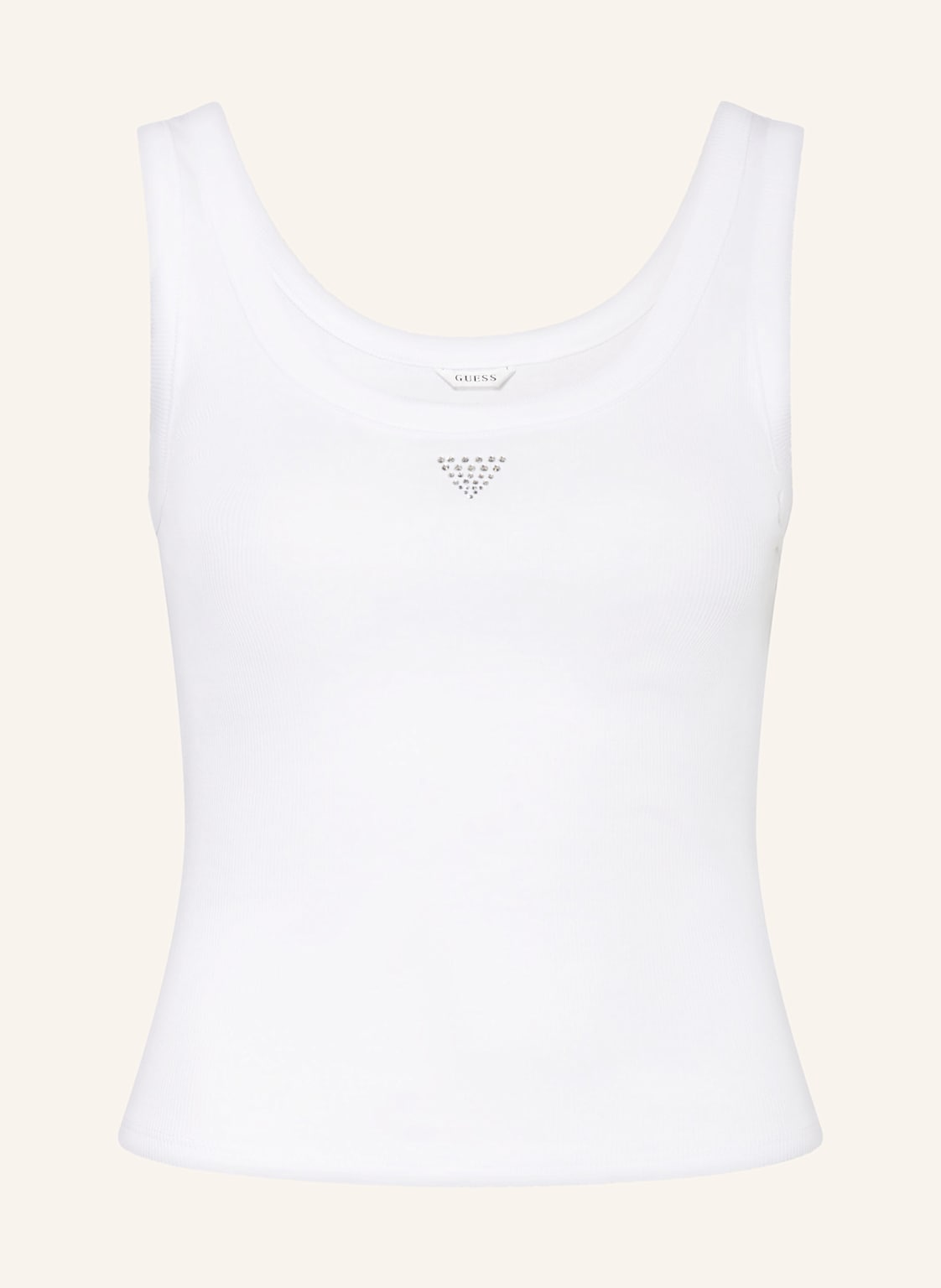 Guess Krótki Top Z Ozdobnymi Kamykami weiss