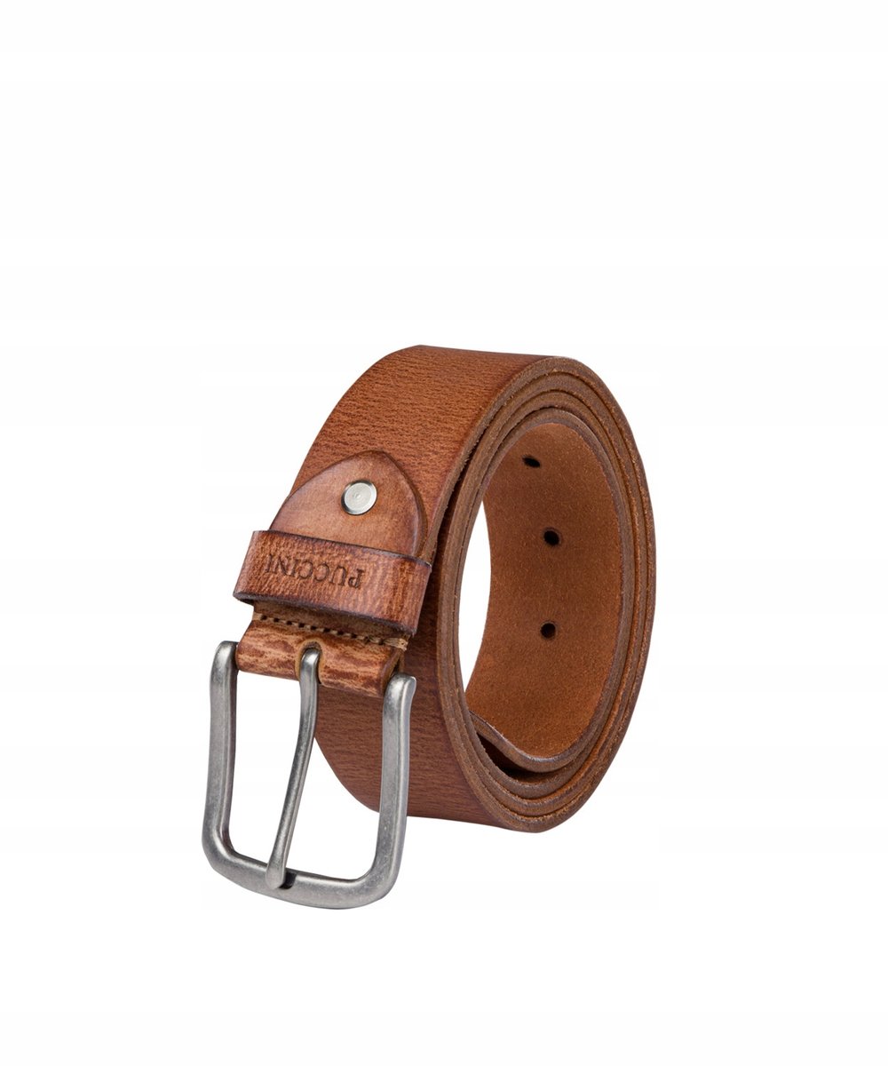 Pasek Męski Do Spodni Skórzany Skóra Naturalna Puccini Brązowy Pa09125Cm 2