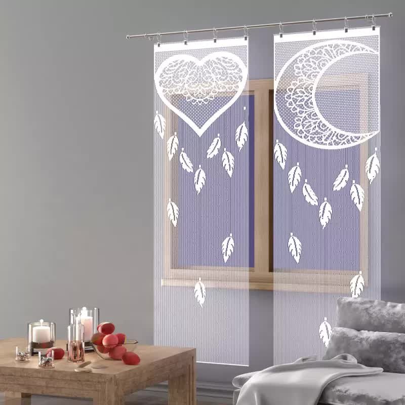 Firanka panel żakardowy frędzle Łapacz Księżyca 50x165 cm biały