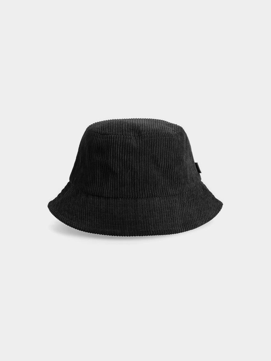 4F Kapelusz damski bucket hat sztruksowy 4FAW22ACAPF118-20S Czarny Roz. M