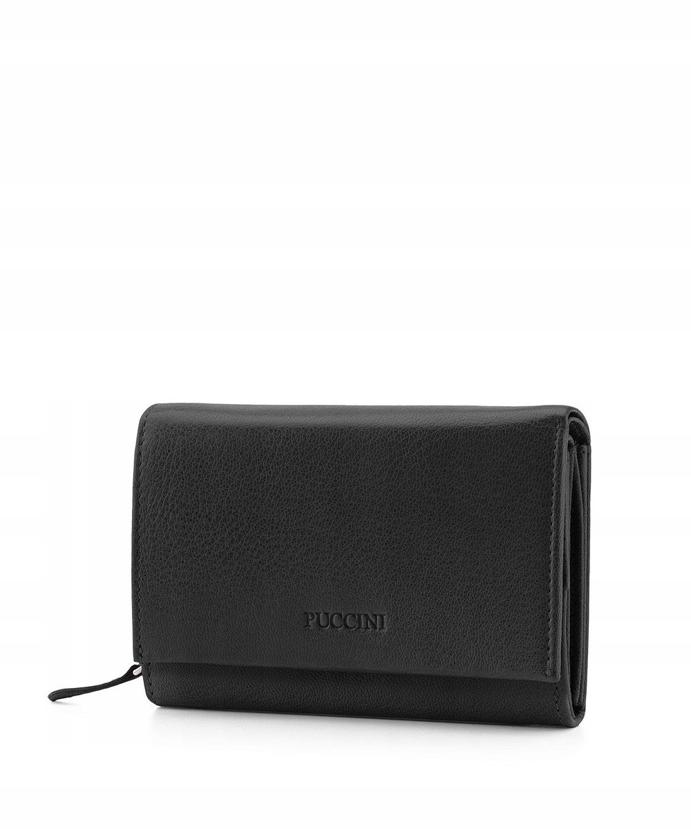 Portfel Damski Skórzany Skóra Naturalna Średni Rfid Puccini Czarny Co1600-1