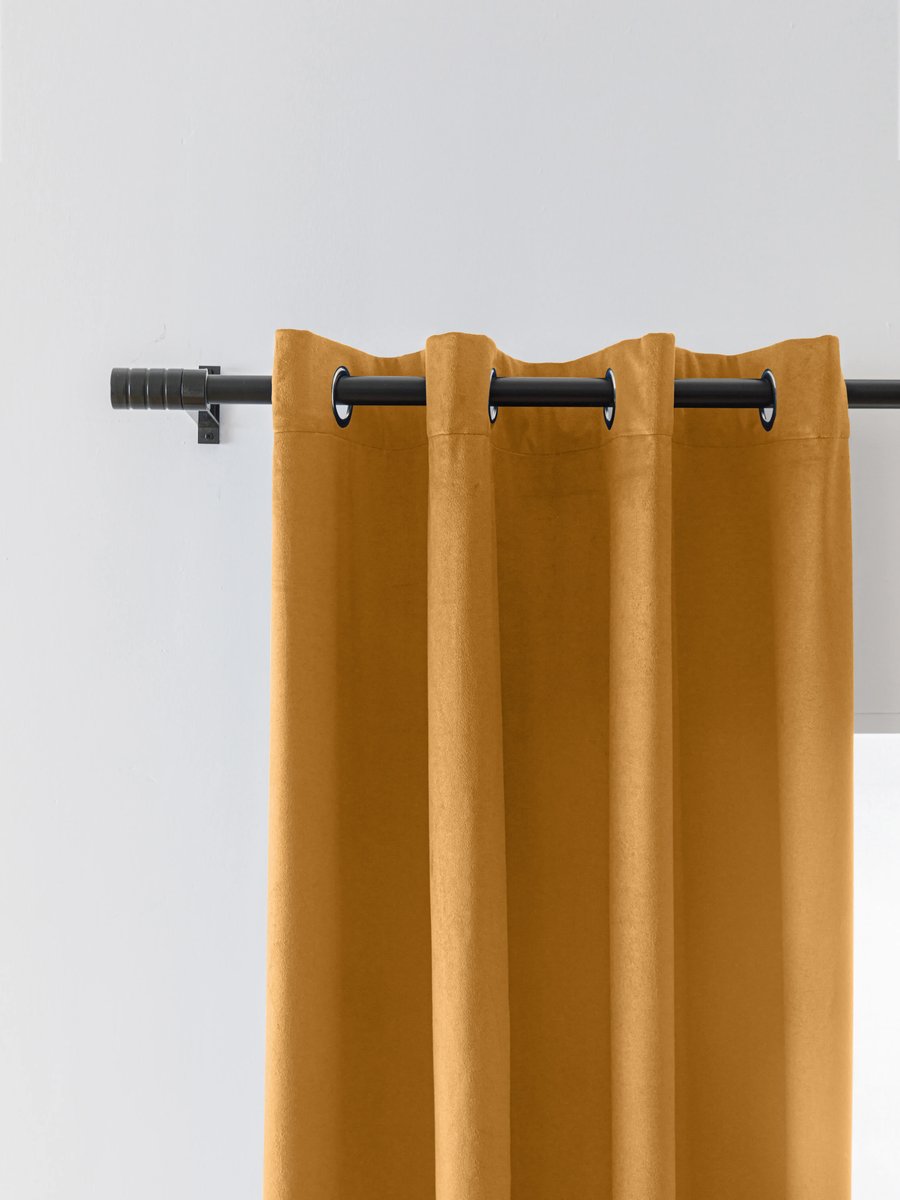 Zasłona Welurowa Na Przelotkach 140X270 Mustard Zaciemniająca