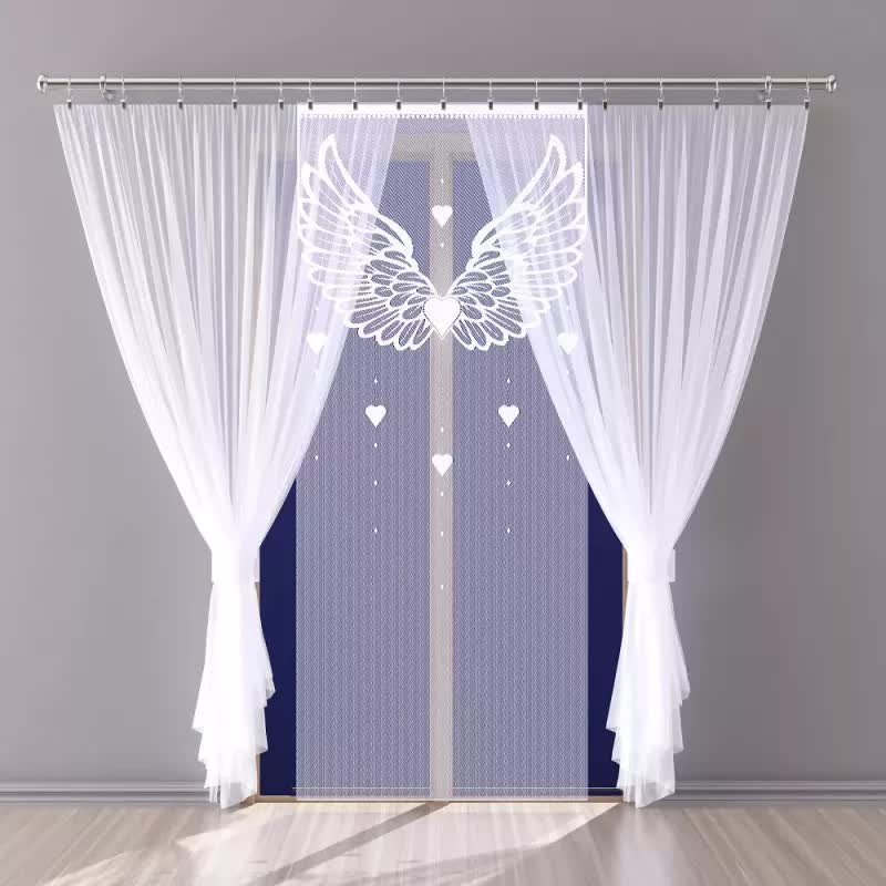 Firanka panel żakardowy frędzle Skrzydła 100x250 cm biały