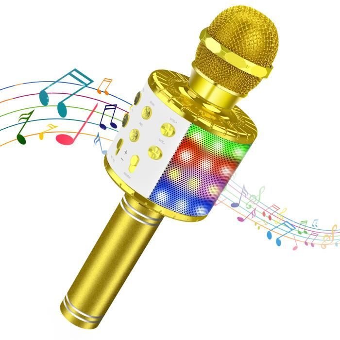 Bezprzewodowy mikrofon do karaoke, rejestrator mikrofonu USB, wielofunkcyjny mikrofon Bluetooth-złoty