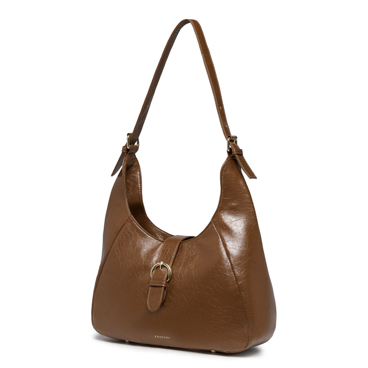 Torebka Damska Mała Typu Hobo Na Ramię PUCCINI Brązowa BK1251007D-2